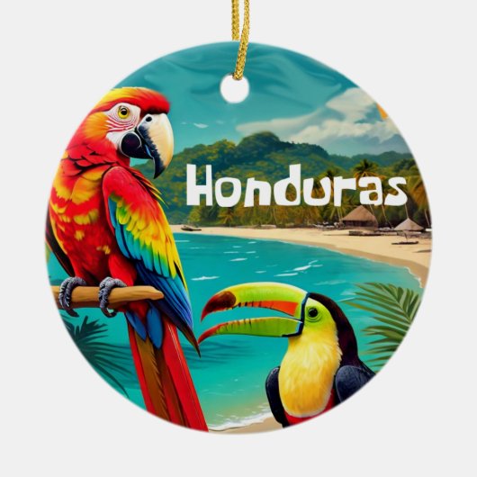 Poster Retro Viaje de Honduras Keramik Ornament (Vorne)