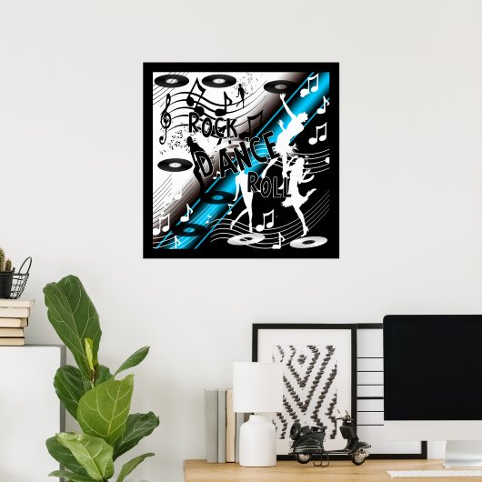 Poster Rock 'N' Roll Dance Music Blue (Heimbüro)