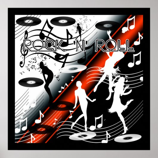 Poster Rock 'N' Roll Dance Music Red (Vorne)