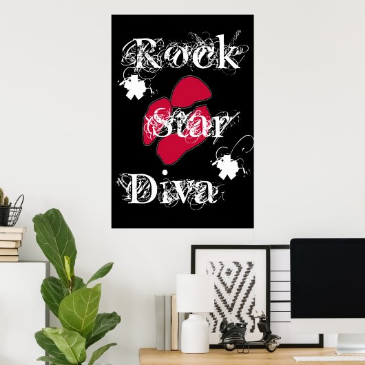 Poster "Rock Star Diva in Black" (Heimbüro)
