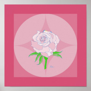 Poster - Rose zum geometrischen Hintergrund