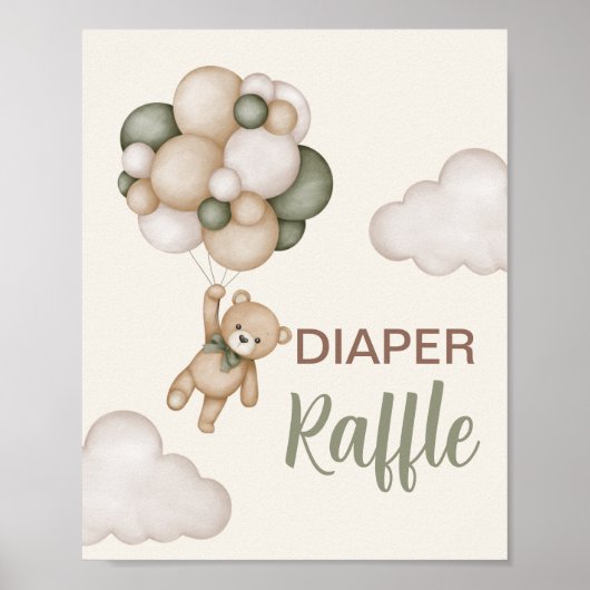Póster Rótulo Teddy Bear Diaper Raffle Poster (Vorne)