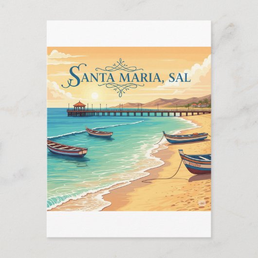 Poster Santa Maria, Sal - Tropischer Strand, Schif Postkarte (Vorderseite)
