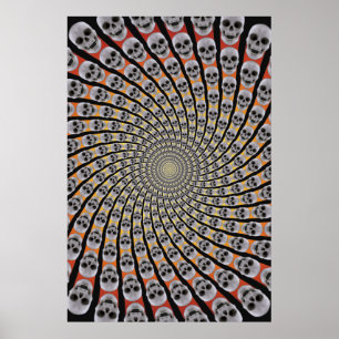 Poster: Schädelbrand: Trippy-Design: Rot Poster