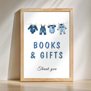 Poster Schild 'Blue Jean Baby Shower Bücher & Gesc