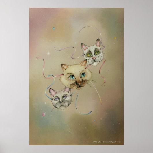 Poster, schöne Kunst - siamesische Katzenmasken Poster (Vorne)
