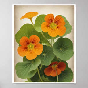 Poster Schöne Nasturtium Blume Mauer Dekoration