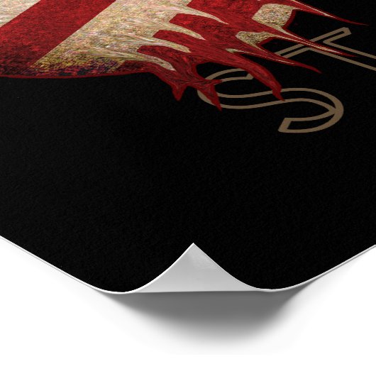 Poster - Schwarz - Gitarrenamerikanische Flagge -  (Ecke)