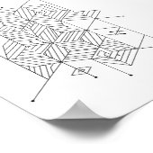 Poster Schwarz-Weiß-Geometrisches Muster (Ecke)