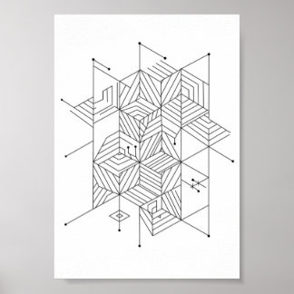 Poster Schwarz-Weiß-Geometrisches Muster