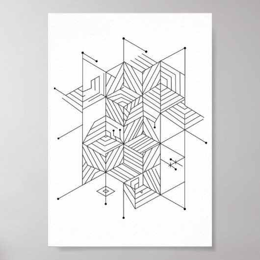 Poster Schwarz-Weiß-Geometrisches Muster (Vorne)