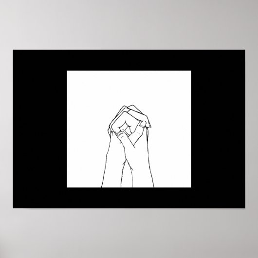 Poster, schwarz-weiß, Holding-Hände Poster (Vorne)