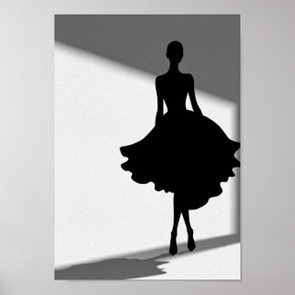 Poster Schwarz-Weiß-Mode-Silhouette
