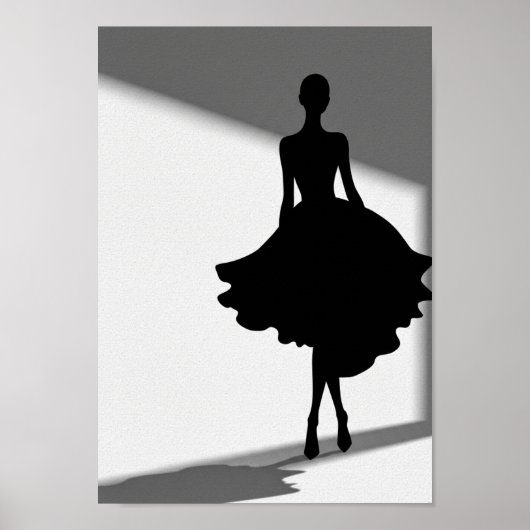 Poster Schwarz-Weiß-Mode-Silhouette (Vorne)