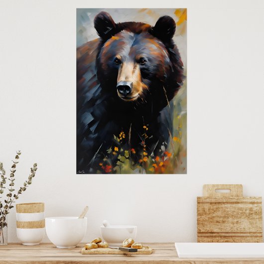 Poster | Schwarzbär | Ölmalerei (Küche)