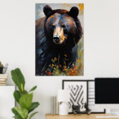 Poster | Schwarzbär | Ölmalerei (Heimbüro)