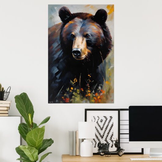 Poster | Schwarzbär | Ölmalerei (Heimbüro)