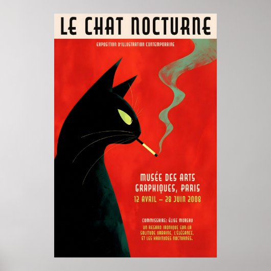 Poster Schwarze Katze rauchend - Retro-französisch (Vorne)