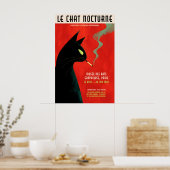 Poster Schwarze Katze rauchend - Retro-französisch (Küche)