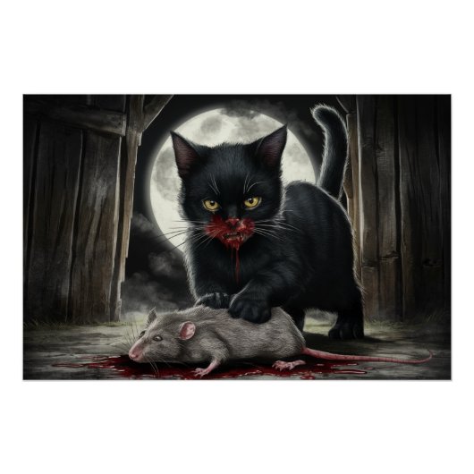 Poster Schwarze Katze und Ratte 08 (Vorderseite)