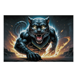 Poster Schwarze Katze und Ratte 11 H