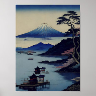 Poster - See, Kiefer und Berg - Japan