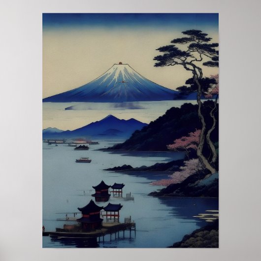 Poster - See, Kiefer und Berg - Japan (Vorne)