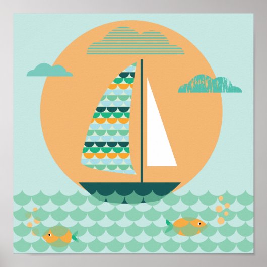 Poster, Segelboot, Kinderzimmer, Bild, Druck Poster (Vorne)