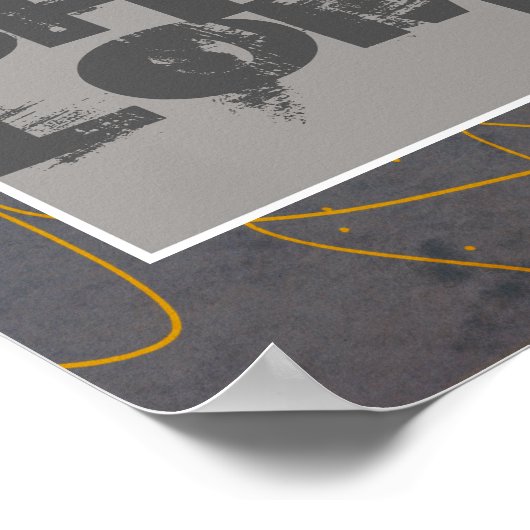 Poster Shalom auf abstrakter und gelber Kunst (Ecke)