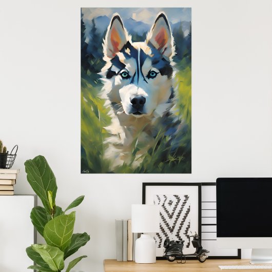 Poster | Siberian Husky Puppy | Ölmalerei (Heimbüro)