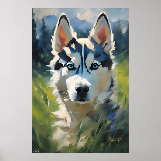 Poster | Siberian Husky Puppy | Ölmalerei (Vorne)