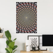 Poster: Skull Spirale: Trippy Design: Red Yellow Poster (Heimbüro)