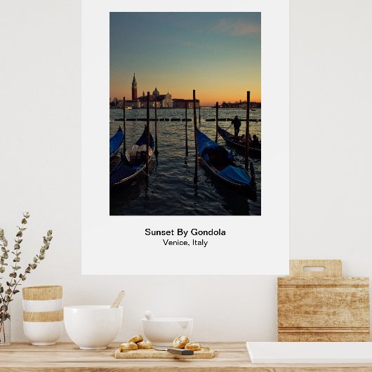 Poster - Sonnenuntergang durch Gondola Venedig Ita (Küche)