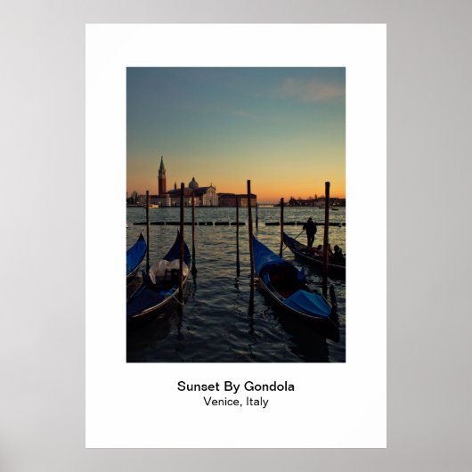 Poster - Sonnenuntergang durch Gondola Venedig Ita (Vorne)