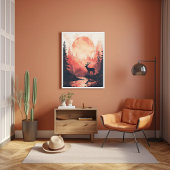 Poster Sonnenuntergang Hirsche Silhouette Ästhetis