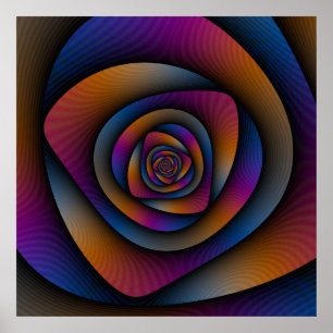 Poster Spiral Labyrinth in Blau, Orange und Rosa