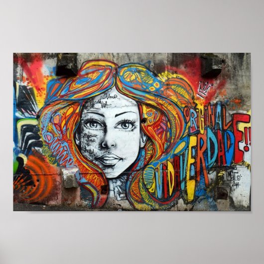 Poster - Street Art Face Girl (Vorne)