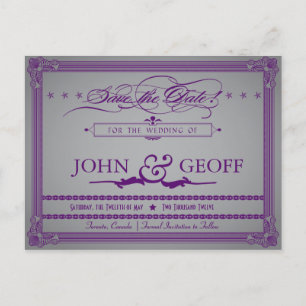 Poster Style Eggplant & Grau Save the Date Ankündigungspostkarte