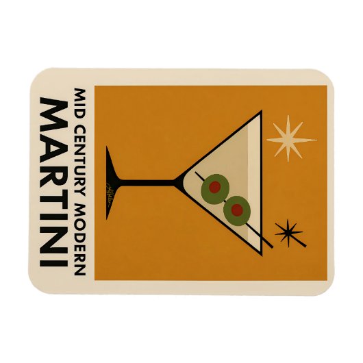 Poster Style Mid Century Modern Martini Magnet (Horizontal)