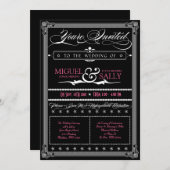 Poster Style Pink & Black DIY Einladung Hochzeit (Vorne/Hinten)