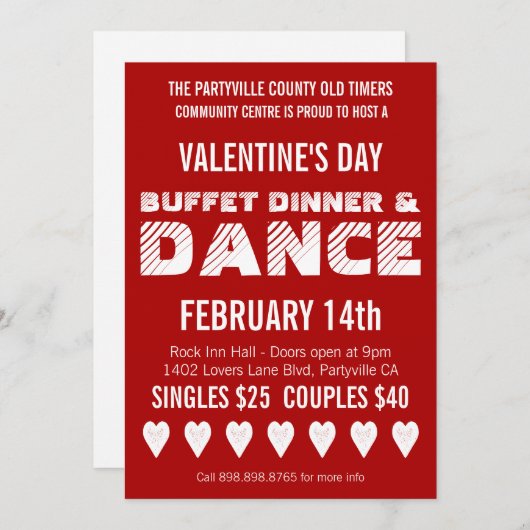 Poster Style Valentine's Day Dance Party Einladung (Vorne/Hinten)