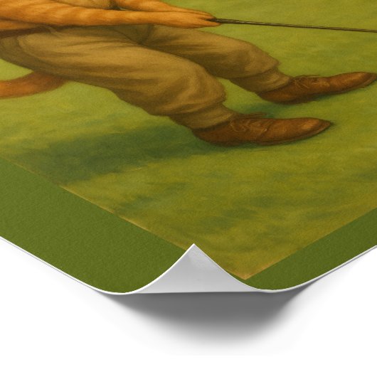 POSTER Stylish Cat Playing Golf Personalized  (Ecke)