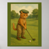 POSTER Stylish Cat Playing Golf Personalized  (Vorne)