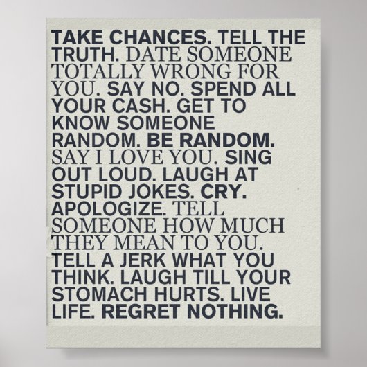 Poster 'Take Chances' (Vorne)