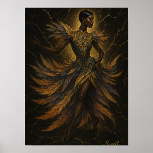 Poster Tänzerin – Haute Couture & Federkunst (Vorne)