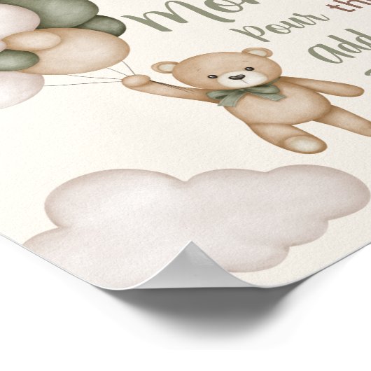 Póster Teddy Bear Baby Shower Boy Mama osa Rótulo Poster (Ecke)