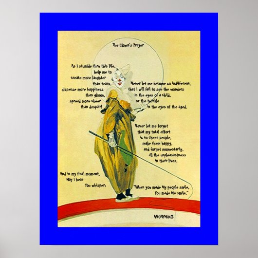 POSTER ~THE CLOWN'S PRAYER OUTLINES PLAYFUL CLOWN! (Vorne)