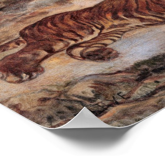 Poster "Tiger in Repose" von Antoine-Louis Barye (Ecke)