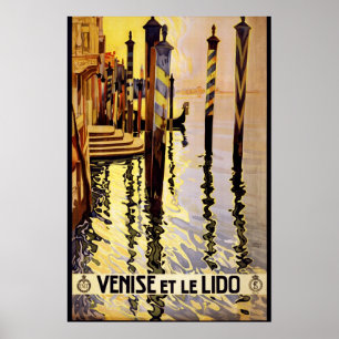 Poster Travel Venedig Gondola Vintag Lido Venezia