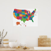 Poster - USA mit Hauptstadt Cities (Küche)